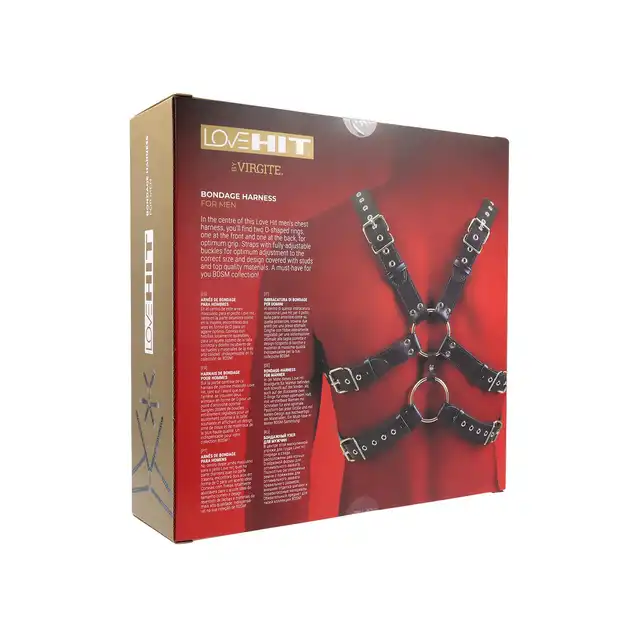 Virgite - Man Bondage Body Harness Mod. 6 Black. Elegancki harness, który zapewnia pełną kontrolę i niezrównaną intensyfikację doznań.