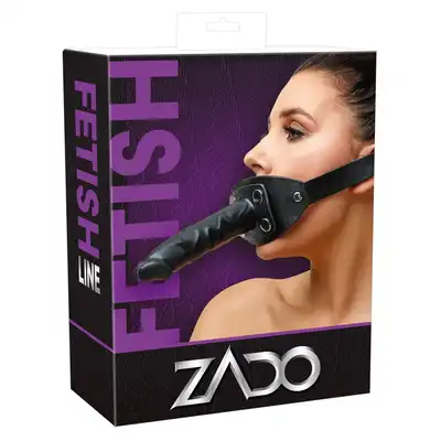Zado - Leather Gag Penis. Skórzany knebel do ust z długim dildo, wyjątkowy produkt z nowym rodzajem stymulacji
