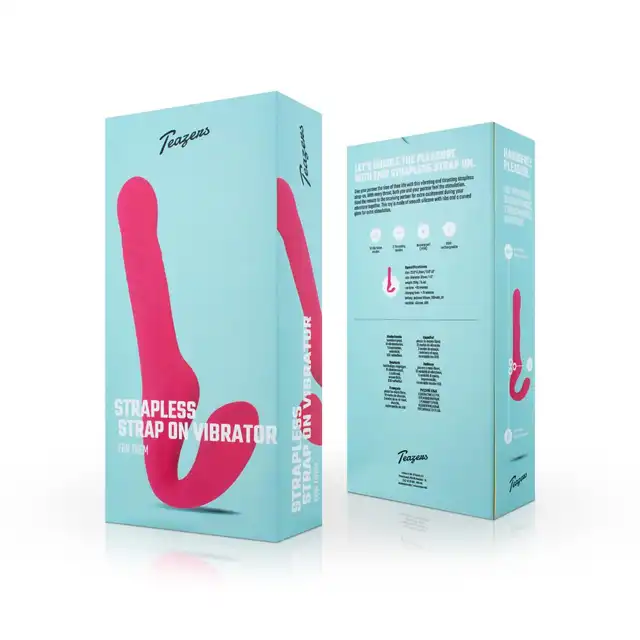 Teazers - Strapless Strap On Vibrator Pink. Wibrujący strapon bez uprzężowy, intensywna stymulacja łechtaczki, punktu G i strefy analnej w jednym