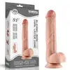 LoveToy - Sliding Skin Dual Leyer Dong 9". Hiperrealistyczne duże dildo z odczepianą przyssawką