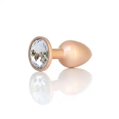 B-Series - Pearl Gold Plug Clear S. Plug analny ze stali nierdzewnej z eleganckim diamencikiem w rozmiarze S