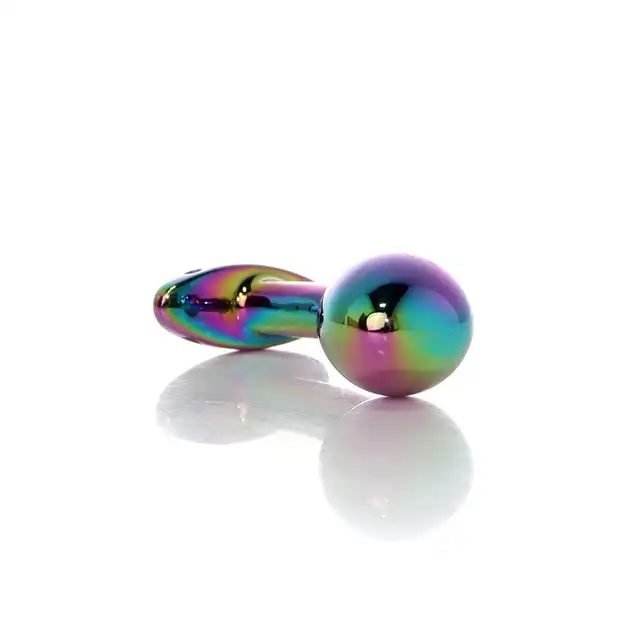 Bseries - Jewellery Multicolour Curved Plug S. Ekskluzywny, anatomicznie wyprofilowany korek analny z metalu, wzbogacony o elegancki design i możliwość personalizacji doznań