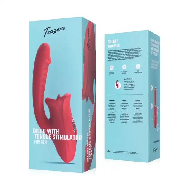 Teazers - Dildo with Clitoris Stimulator. Wyjątkowy wibrator do intensywnej stymulacji wewnętrznej i zewnętrznej, wibracje i lizanie