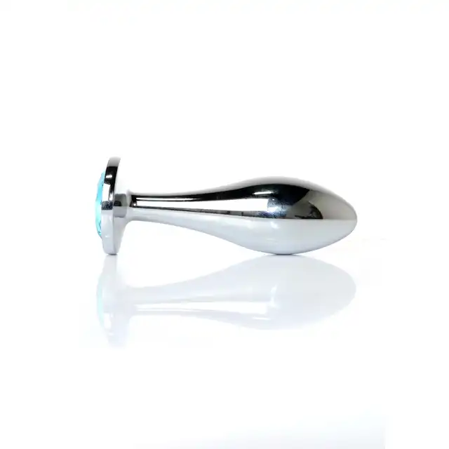 B-Series - Silver Plug Light Blue L. Ekskluzywny plug analny ze stali nierdzewnej z eleganckim diamencikiem