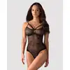 Obsessive - 818-TED-1 Body L/XL. Urocze body z motywem różyczek i otwartym krokiem, idealne na niegrzeczne wieczory.