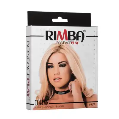 Rimba - Collar Use Me. Stylowa i odważna obroża z napisem „Use Me”, wykonana z wysokiej jakości silikonu, zapewniająca komfort i efektowny wygląd