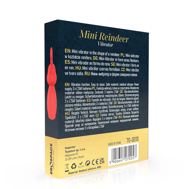 Erospace - Sweet Play Mini Rendeer Vibrator. Mini wibrator w kształcie renifera, dyskretna przyjemność zawsze pod ręką