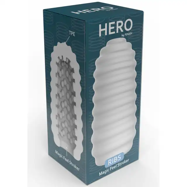 ToyJoy - Hero Medium Masturbator Ribs. Niewielki masturbator o wyjątkowych strukturach stymulujących, intensywna masturbacja