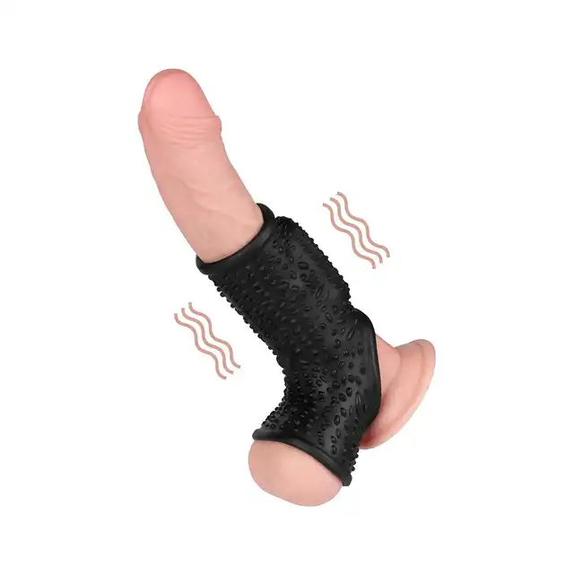 LoveToy - Drip Knights Ring Vibrating Penis And Scrotum Sleeve. Stymulujący i wibrujący rękaw na penisa i mosznę, zwiększa wytrzymałość i przyjemność
