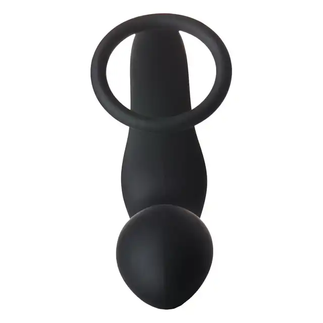 Dreamtoys - Fantasstic Vibrating Anal Plug With Cockring Black. Wibracyjny korek analny z pierścieniem na penisa i jądra