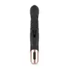 Rosy Gold - Rabbit Vibrator with thrusting function Black. Elegancki wibrator króliczek z funkcją intensywnych pchnięć dla dodatkowej stymulacji