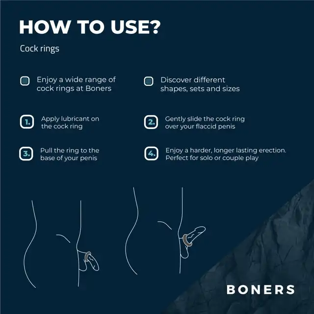 Boners - Large Cock Ring Set. Zestaw trzech silikonowych pierścieni erekcyjnych, dłuższa i mocniejsza erekcja