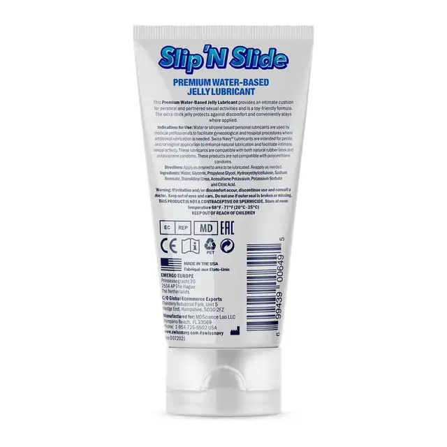 Swiss Navy - Slip'N Slide Premium Jelly Lubricant. Ultra-gęsty, nietłusty, na bazie wody, bez ftalanów, 148 ml