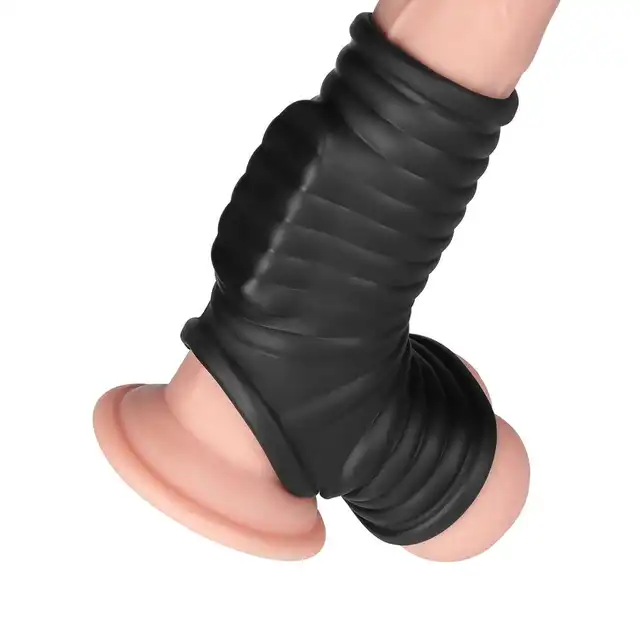 LoveToy - Wave Knights Ring Vibrating Penis And Scrotum Sleeve. Wibrujący rękaw na penisa i mosznę, intensywna stymulacja i mocniejsze doznania