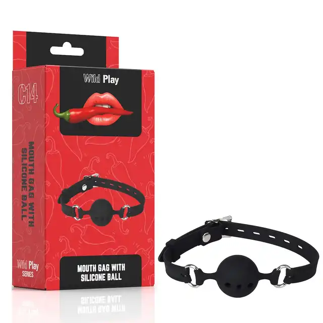 Erospace - Wild Play Mouth Gag with Silicone Ball. Knebel z silikonową piłką, subtelna kontrola i intensywne doznania
