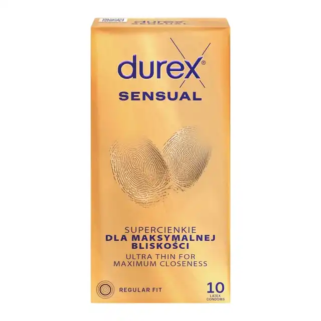 Durex - Sensual 10 szt. Najcieńsze prezerwatywy zaprojektowane, aby zapewnić maksymalną wrażliwość przy pełnym bezpieczeństwie i komforcie