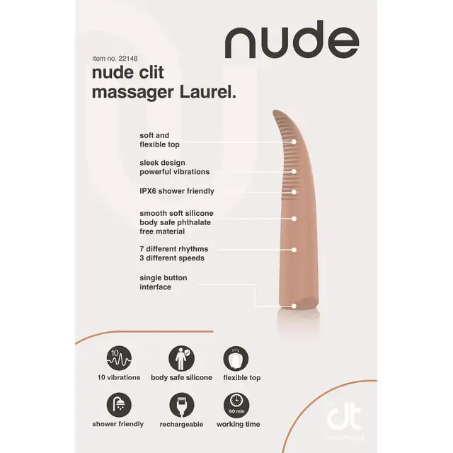 Nude - Laurel Travel Massager. Podróżny masażer do przyjemności każdego miejsca intymnego z 10 wibracjami i 3 prędkościami