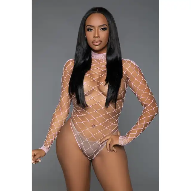 BeWicked - Dancing All Night Bodystocking PK/OS. Słodko różowy bodystocking w formie body i kabaretki,  szerokie oczka i rozmiar one size