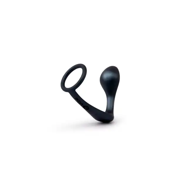 B-Vibe - Ringer Cock Ring and Plug. Ring ze stymulacją prostaty, wodoodporny