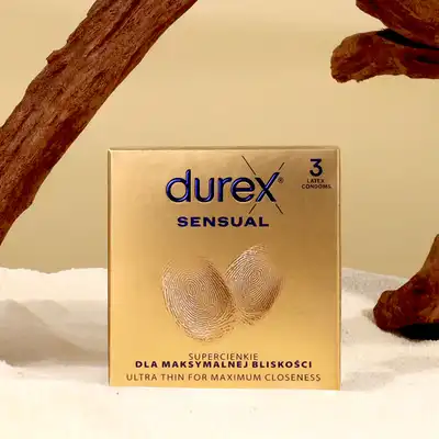 Durex - Sensual 3. Super cienkie prezerwatywy dla maksymalnej bliskości i pełnego bezpieczeństwa podczas stosunku