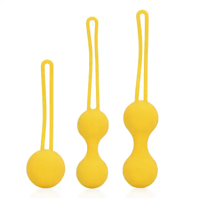 Loveline - Kegel Ball Exercise Set Lemonade Yellow. Zestaw 3 kulek gejszy do treningu mięśni kegla