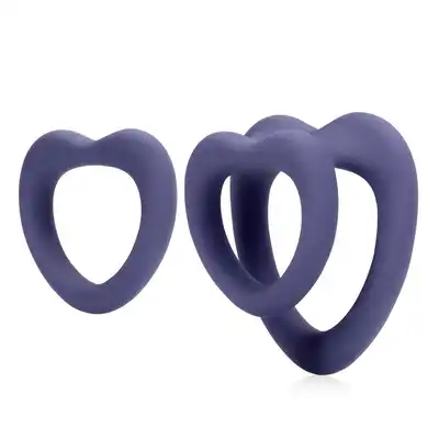 Loveline - Heart Cockring Set Violet Storm. Zestaw dwóch pierścieni erekcyjnych w kształcie serca