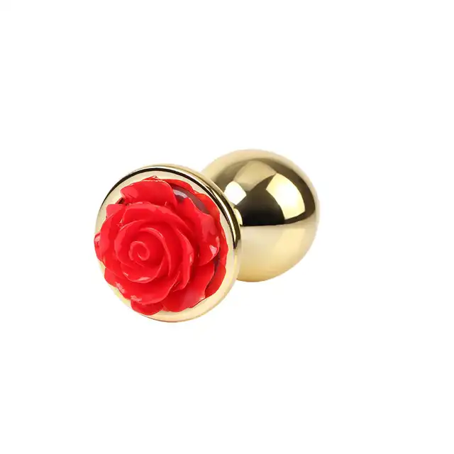 Matrix Mont - Showy Rose Anal Plug. Elegancki złoty anal plug z różą  w rozmiarze L