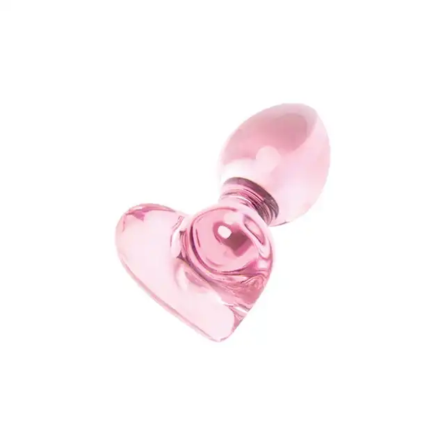 Nobü - Rose Heart Plug Pink. Szklana wtyczka analna o różowym kolorze z serduszkiem w podstawie, elegancki plug