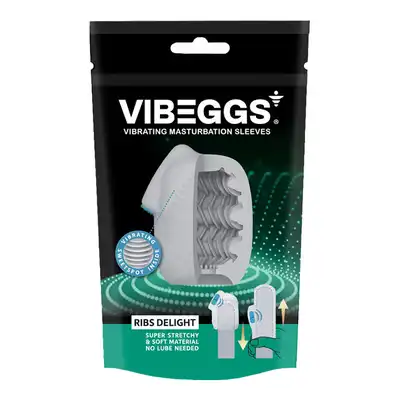 VIBEGGS - Ribs Delight Vibrating Masturbation Sleeve. Wibrujący rękaw do masturbacji z wyjątkową żebrowaną strukturą