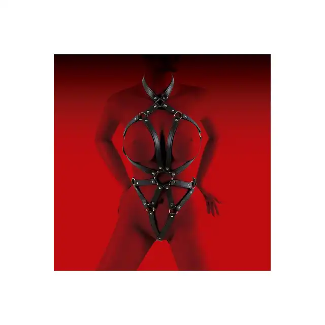 Virgite - Woman Bondage Body Harness Mod. 1 Black. Luksusowy harness wykonany z wysokiej jakości skóry ekologicznej prosto z Hiszpanii