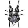 Cottelli Collection - Crotchless Bondage Body L. Zmysłowe body z odpinanymi paskami i kajdankami, idealne do zabaw bondage