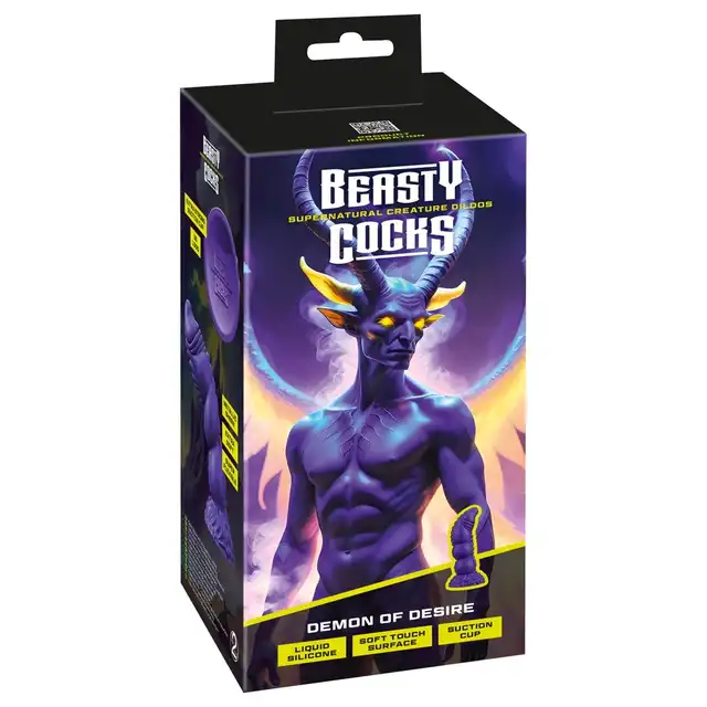 Beasty Cocks - Demon of Desire.  Dildo w stylu fantasy z przyssawką, metaliczny wygląd, elastyczny silikon i głęboka stymulacja