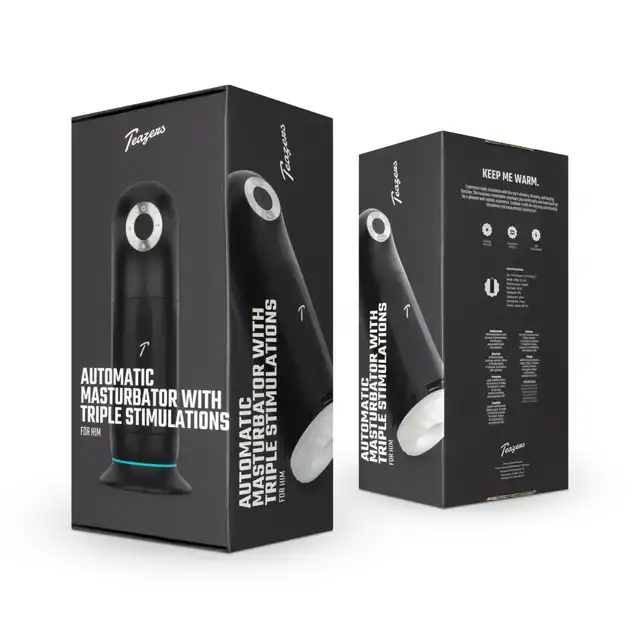 Teazers - Automatic Masturbator with Triple Stimulation. Luksusowy masturbator męski z funkcjami wibracji, pchania i podgrzewania