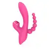 Erospace - Sweet Play Sucking Vivrator with Anal Braids. Wibrator ssący z koralikami analnymi, potrójna stymulacja dla wyjątkowej przyjemności