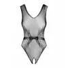 Obsessive - Body B115 S/M/L. Seksowne body z otwartym krokiem, połyskującą kokardką i wzorem podkreślającym kobiece kształty