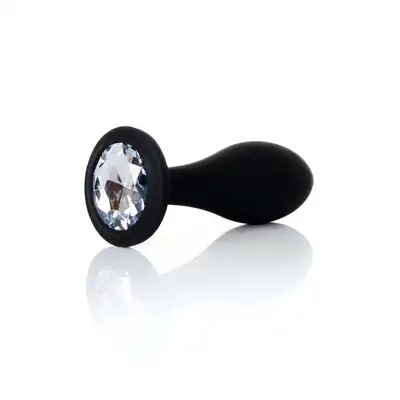 B-Series - Silicone Plug Clear M. Ekskluzywny plug analny z silikonowym wykończeniem i eleganckim diamencikiem w rozmiarze M