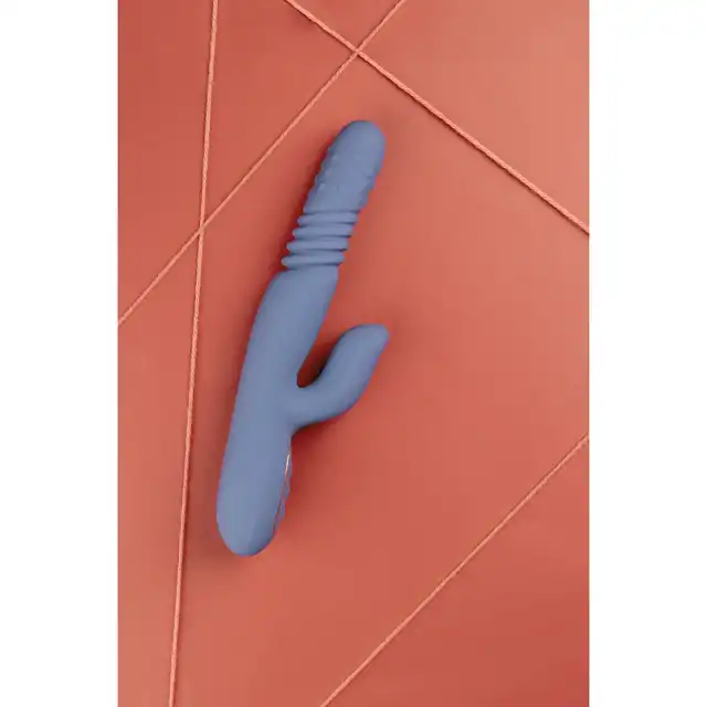 Loveline - Blue Nova Warming Rotating Beads and Thrusting Rabbit Vibrator. Ogrzewany, wibrujący wibrator z króliczkiem dla jeszcze większej przyjemności