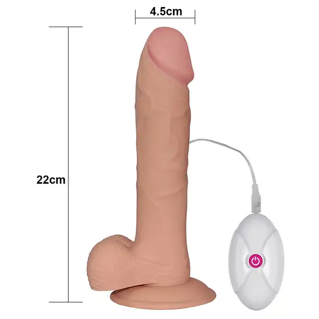 Lovetoy - The Ultra Soft Dude 9.0 Inch. Luksusowe dildo z wibracjami i przyssawką, design o realistycznej, ultra miękkiej strukturze