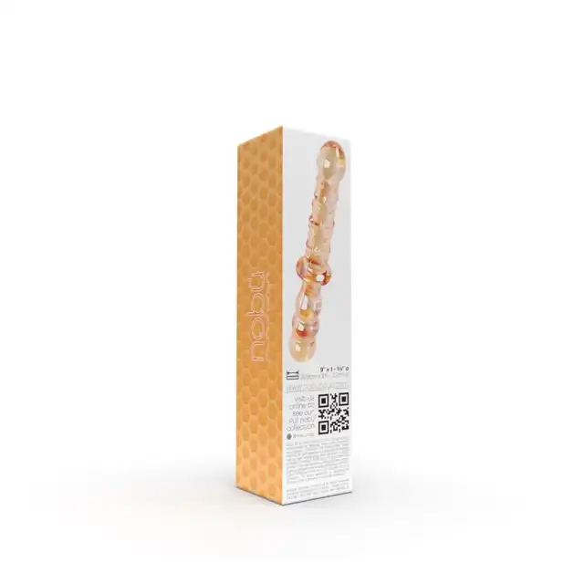 Nobü - Honey Dual Wand Orange. Podwójne dildo szklane o dwóch różnych końcówkach, zapewnia przyjemność nawet najbardziej wymagającym