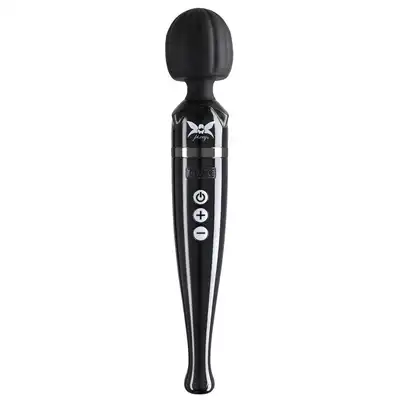 Pixey - Deluxe Black Chrome. Potężny wibrator magiczna różdżka, bezprzewodowy, moc, elegancja i nieprzerwana przyjemność
