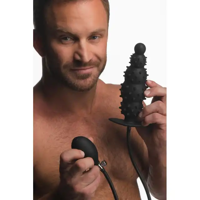 Master Series - Ass Puffer Ribbed Inflatable Anal Plug. Pompowany korek analny o intensywnie stymulującej powierzchni wypustkowej
