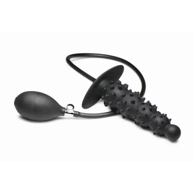 Master Series - Ass Puffer Ribbed Inflatable Anal Plug. Pompowany korek analny o intensywnie stymulującej powierzchni wypustkowej