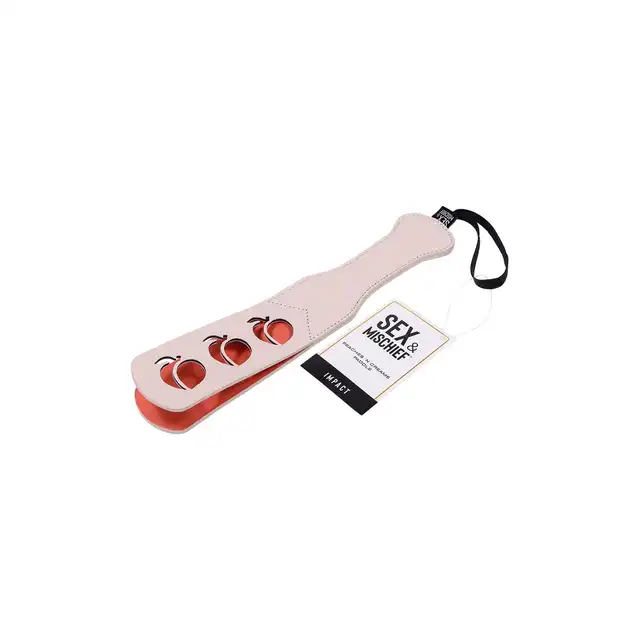 Sportsheets - Peaches `n CreaMe Paddle. Kremowa packa z wyciętą słodką brzoskwinką, uroczy gadżet BDSM
