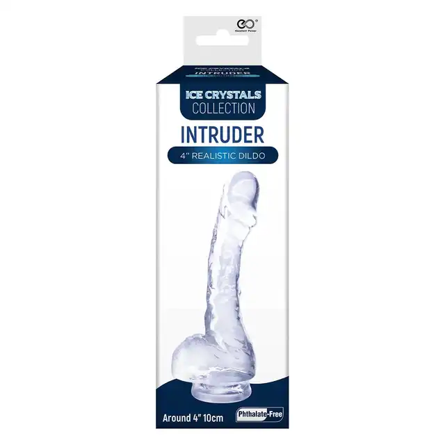 Ice Crystals Collection - Intruder 4". Niewielkie przezroczyste dildo o realistycznym kształcie, miękki i elastyczny materiał