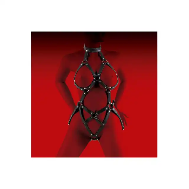 Virgite - Woman Bondage Body Harness Mod. 2 Black. Kobiecy harness z wegańskiej skóry prosto z Hiszpanii!