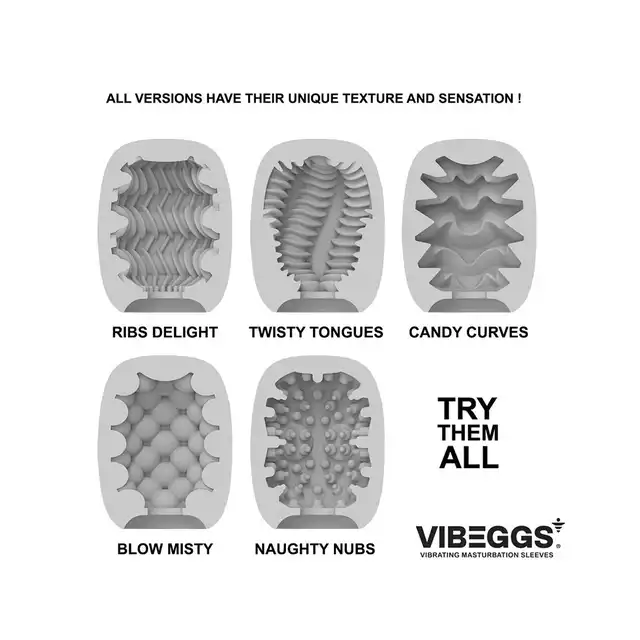 VIBEGGS - Blow Misty Vibrating Masturbation Sleeve. Wibrujący rękaw do masturbacji z miękkimi i zmysłowymi okrągłymi kształtami