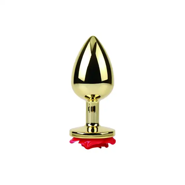 Matrix Mont - Showy Rose Anal Plug. Elegancki złoty anal plug z różą w rozmiarze M