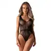 Obsessive - Body B115 S/M/L. Seksowne body z otwartym krokiem, połyskującą kokardką i wzorem podkreślającym kobiece kształty