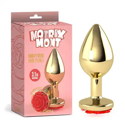 Matrix Mont - Showy Rose Anal Plug. Elegancki złoty anal plug z różą  w rozmiarze L