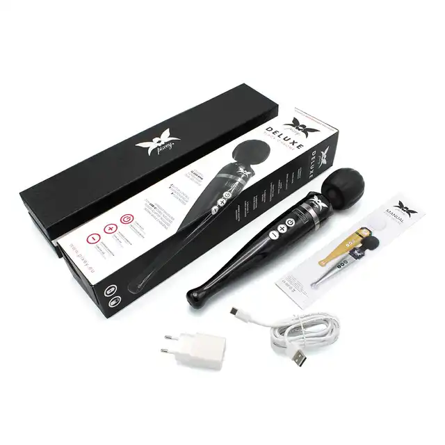 Pixey - Deluxe Black Chrome. Potężny wibrator magiczna różdżka, bezprzewodowy, moc, elegancja i nieprzerwana przyjemność